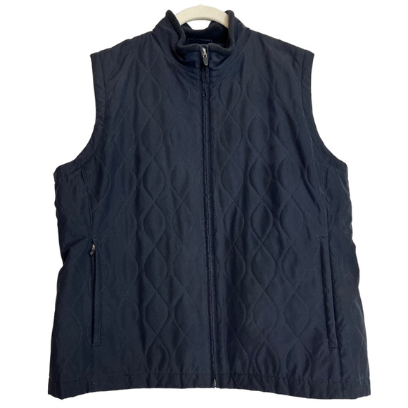 Page & Tuttle Womens Quilted Vest Large Black Pockets Full Zip Lined - Picture 2 of 8
